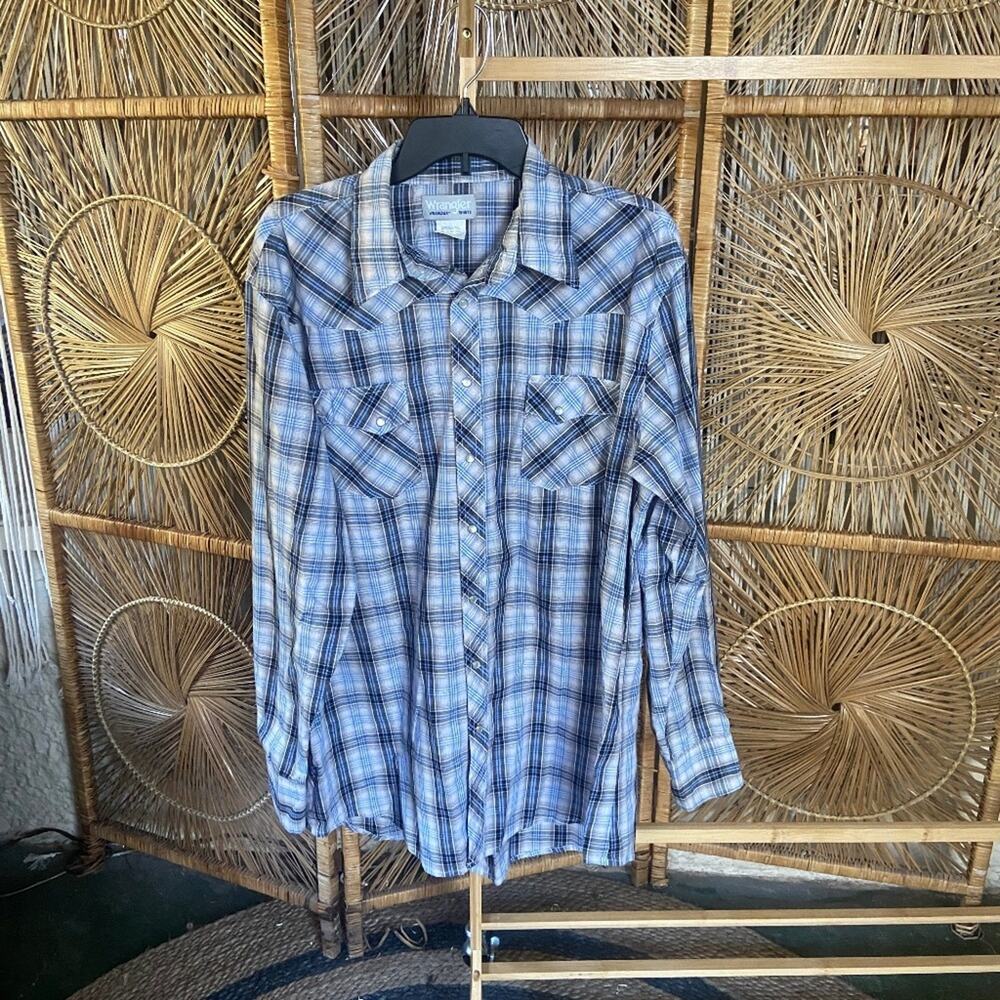 Wrangler Wrancher Shirt with Pearl Snap Buttons Mens Size XL